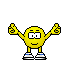 A 5x5 grid of pixel art frames showing a yellow stick figure character with blue shoes performing various poses and expressions while saying "I love you" in speech bubbles, some frames include small heart or sparkle effects.