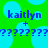 Pixelated blue text on green background with light blue circles, showing 'kaitlyn' and '+' symbols above question marks.