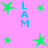 Green star icons and blue 'LAM' text on a pink background, with varying star sizes