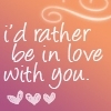 A static image with a gradient background transitioning from orange to pink, featuring white handwritten text and three pixelated hearts.