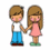 Pixelated cartoon couple holding hands in first frame, then splitting into two pink hearts in second frame with text below reading "Its as simple as that."