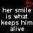 A static pixel art image with white text on black background, featuring a red heart symbol above the text.