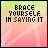 Animated sequence showing text and symbols forming on a pink and green gradient background with 'BRACE YOURSELF IM SAYING IT' at the top.