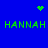 Blue background with green pixelated text and symbols: four 'HANNAH' labels, a heart, and two starburst patterns. The central starburst animates by changing size or position.