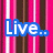 Pixelated text on a striped background with blue-outlined white letters reading Live.. Laugh. Love.. MARIE.