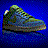 Pixelated image of a shoe with green and blue tones on dark blue background, no visible text or motion.