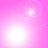 A pink and white animated icon with four bright light bursts arranged in a pattern, each emitting small dots