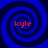 Four identical blue spiral patterns with red text 'kyle' at the center of each, arranged in a on a dark background