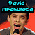 Six- of David Archuleta and David Cook with overlaid text in various colors, each showing distinct facial expressions and text overlays