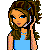 Pixelated character with brown hair holding a phone, blue top, and jeans; blue banner text reads 'Call me at 1-800 You Wish!' on white background.