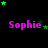 four and four displays the name "Sophie" in bright pink text with green stars scattered around each instance on a black background