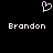 Pixelated pink heart symbol above two instances of the name 'Brandon' in white pixel font on black background.