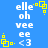 Blue background with white text 'elle oh vee ee <3' and yellow square-dot animation elements in four repeated positions