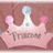 A pink crown with blue and green gemstones sits on a brown background, next to purple text reading PRINCESS JESS.