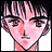 Pixelated anime-style character face with pink skin and dark hair, next to black background with white text reading 'Anime IM' and 'com'