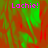 Pixelated text 'Lachie!' in bright pink appears in three positions over a red and green abstract background with a gray rectangular overlay on the right.