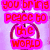 Four distinct pixelated text display phrases in bright colors against contrasting backgrounds