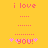Yellow background with pink pixelated text 'i love' above dotted lines and '*you!*' at the bottom, where the dots transition from six to eight then ten