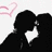 Pixelated image divided into four quadrants with distinct text and color schemes, featuring silhouettes and heart symbols on a white background.