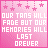 A 4x4 grid of animated frames showing a pink gradient background with white text and star decorations, where the final word in the phrase changes across frames to form "FOREVER".