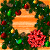 Pixelated holiday-themed icon with green wreath, red ornaments, and orange striped bauble on left; bright green text 'OriginalIcons.com' on dark green background right.