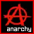 Red anarchy symbol on black background with 'anarchy' text below, displayed in a of identical frames
