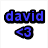 six pixelated images showing a person in various poses and backgrounds, with a blue text overlay reading 'david' and '<3' on the top-left