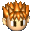 Pixelated character head with spiky orange hair, light skin tone, and black eyes showing varied eye states across frames.