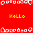 Red background with yellow 'Kello' text and white pixelated shapes arranged in horizontal bands.
