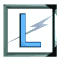 Animated sequence of blue L-shaped and J-shaped icons with gray lightning bolts on white backgrounds, framed by dark borders.