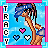 Pixelated character with brown skin and blue headband holding a microphone, surrounded by three hearts against light blue background.