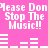 Pixelated text and audio visualizer on pink background, repeating 'Please Don't Stop The Music!!' with white bars shifting horizontally.