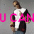 six shows a person in a black-and-white shirt and jeans with changing text overlays on a gray background