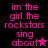 Pixelated pink text on black background reads "im the girl the rockstars sing about" with a star symbol, alternating between star and no-star states in animation.