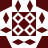 A static pixelated icon with a central dark red square containing four white circular patterns, surrounded by eight dark red diamond shapes on a white background.