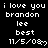 Pixelated text on black background with white and gray elements, displaying repeated phrases and dates with heart symbols.