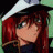 A 48x48 pixel buddy icon featuring a red-haired anime character with green eyes wearing a black hat and dark clothing, alongside text reading "Anime IM" and "com" on a black background.