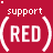 Red background with repeated white text 'RED' inside parentheses, surrounded by 'support' text above and below each group.
