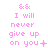 A 3x3 contact sheet of animated frames showing a pink pixelated text animation with the phrase "I will never give up on you" and varying punctuation symbols at the end.