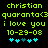 Green pixelated text on black background with cyan hearts, showing two identical frames with 'christian quaranta<3 i love you 10-29-08' and heart variations.