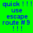 Pixelated text displays 'quick!!! use escape route #9 !!!' across four color variations with blue text on green or black backgrounds.