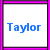 Two identical pixelated blue text icons reading 'Taylor' on white backgrounds with purple borders, displayed side-by-side.