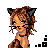 Pixel art contact sheet showing a catgirl character's face, torso, and legs across three frames with audio visualizer elements and text reading "MEOW" and "kitty!"