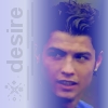 A static icon shows a person with dark hair styled upward, wearing a blue garment, with vertical text 'desire' on the left side.