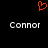 A static pixel art image with a black background, featuring an orange heart-shaped icon above two identical white text labels reading 'Connor'.
