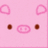 Pixelated pink pig face with brown eyes and snout, pink heart shapes on top, pink text 'I LOVE PIGGY' on solid pink background.