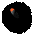 Four circular frames show a glowing orange and gray object against a dark background with a yellow gradient expanding outward.