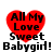 Red heart-shaped icon with black text "All My Love Sweet Babygirl!" on white background, four identical copies arranged in a