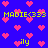 Pixelated blue background with pink heart shapes and yellow text reading 'MADIE<333' and 'ily' in multiple positions.