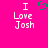 A bright pink background displays two identical text blocks with 'I Love Josh' in white pixelated font, one featuring a green heart symbol replacing the word 'Love'.